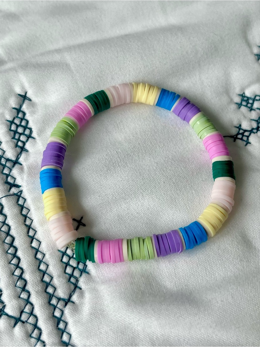 Colorful Pastel Disc Bead Stretch Bracelet